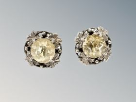 A pair of silver citrine earrings