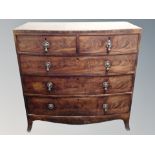 A 19th century mahogany bow fronted five drawer chest,