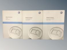 Ten VW Driver's Manuals/Owner Booklets in Original Wallets : 4 x Golf, 3 x Touran and 3 x CC.