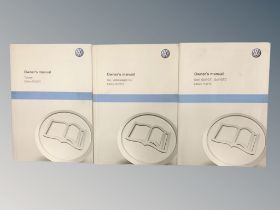 Ten VW Driver's Manuals/Owner Booklets in Original Wallets : 4 x Golf, 3 x Touran and 3 x CC.