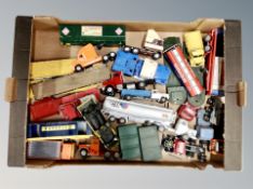 A box of 20th century playworn die cast wagons,