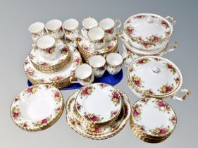 Approximately seventy five pieces of Royal Albert Old Country Roses tea and dinner porcelain