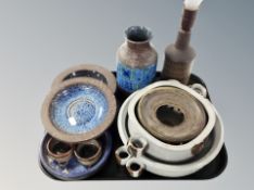 A group of Danish glazed studio pottery, vase, lamp base,