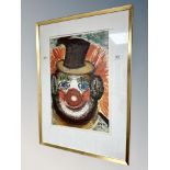 Danish School : Portrait of a clown, colour print,