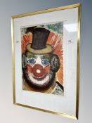 Danish School : Portrait of a clown, colour print,