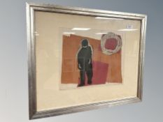 Danish School : Abstract study of a man, limited edition colour print, indistinctly signed, 32/50,