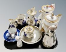 A group of Scandinavian ceramics, Royal Copenhagen Faience mug, Danish porcelain tea set,