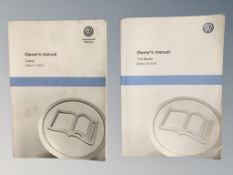 Ten VW Driver's Manuals/Owner Booklets in Original Wallets : 7 x Caddy and 3 x Beetle.