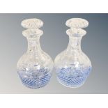 A good pair of early 19th century French cut crystal mallet decanters and stoppers,