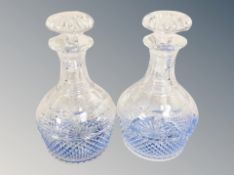 A good pair of early 19th century French cut crystal mallet decanters and stoppers,