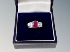 A 9ct ruby and diamond ring