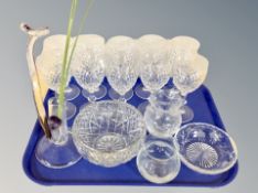 A set of ten Edinburgh crystal wine glasses together with a rose bowl, shallow dish,