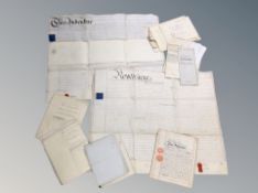 A collection of 19th century and later indentures, legal documents,