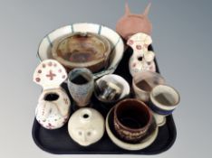 A group of Scandinavian glazed earthenware pottery, vases, beakers, money box,
