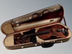 A Murdoch Murdoch and Co violin with two-piece 13'' back in modern carry case