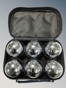 A set of six boules in carry case