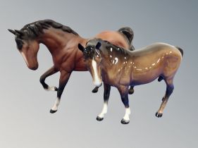 A Beswick brown gloss horse and further matte glazed horse,