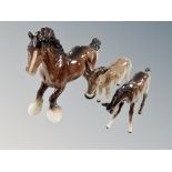A Beswick brown gloss cantering shire horse, height 21 cm,