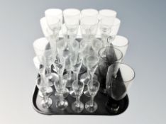 A quantity of Scandinavian drinking glasses