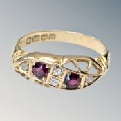 An antique 18ct gold ruby and diamond ring, size N CONDITION REPORT: 2.