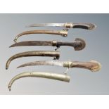 Three Arab Jambiya knives in sheaths