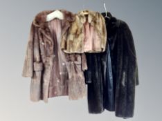 A brown mink furt 3/4 length coat,