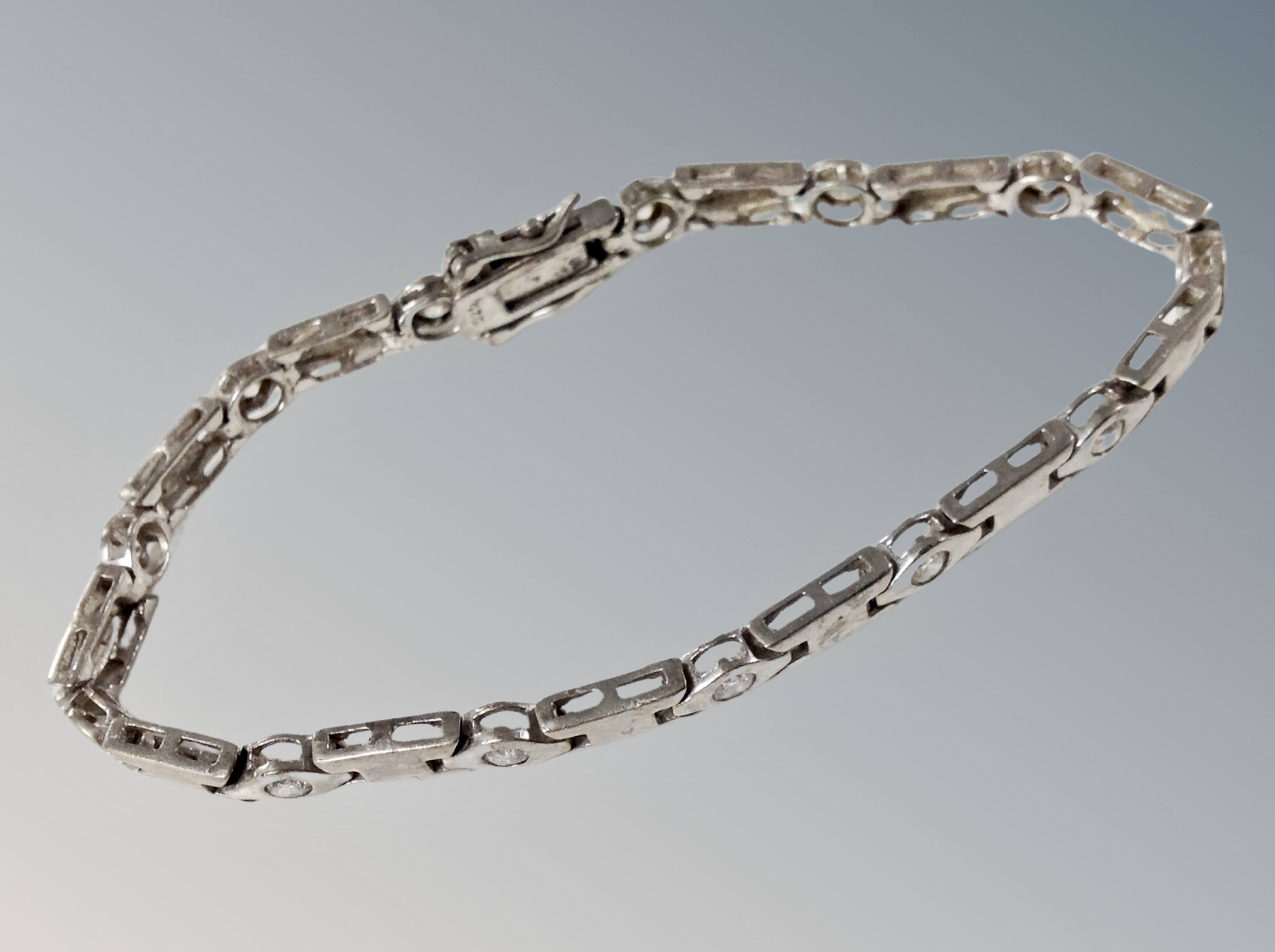 A silver cubic zirconia bracelet