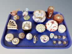 A collection of trinket boxes, Halcyon days, miniature cloisonne examples,