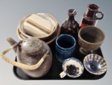 A group of Danish glazed studio pottery, tankard, bottles, teapots,