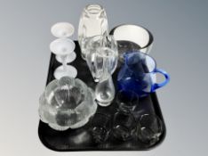 A group of Scandinavian glass ware, pair of opaque twist stem glasses,