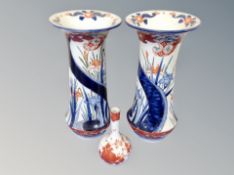 A pair of late 19th century Japanese Imari porcelain trumpet vases,