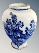 Two Delft glazed earthenware vases,