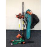 A Bosch garden vacuum, flymo strimmer,