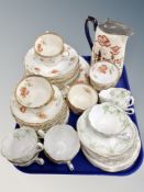 An antique English part tea set together wth a Imari pewter mounted jug and a further Waldorf part