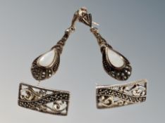 Two pairs of silver Marcasite earrings
