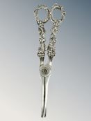 A pair of silver grape scissors, William Summers,