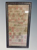 A Regency alphabet sampler by Margaret Cromarty dated 1817,