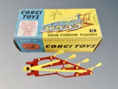 Corgi Toys - Four Furrow Plough 56, boxed.