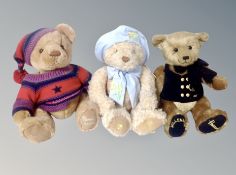 Two Harrods teddy bears and a Charlie bear