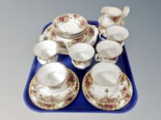 Twenty one pieces of Royal Albert Old Country Roses tea china