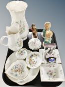 Several pieces of Aynsley Cottage Garden and Wild Tudor porcelain,