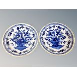 A pair of Delft tin glazed blue and white chargers,