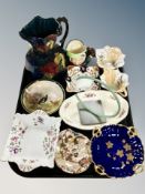 A Rubens ware pomegranate pattern lustre jug, other ceramics, miniature Royal Doulton character jug,
