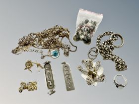 A silver ingot pendant and a quantity of costume jewellery CONDITION REPORT: Silver