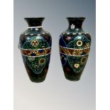 A pair of Japanese cloisonné vases, Meiji period,