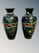 A pair of Japanese cloisonné vases, Meiji period,