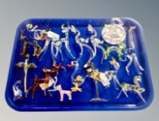 A group of coloured glass animal ornaments