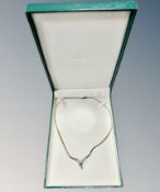 An Italian 9ct gold two-tone necklace inset with diamonds,