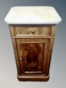 A mahogany marble topped pot cupboard,