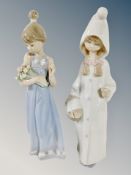 Two Lladro figures 5604 Spring Token and 4678 Shepherdess with Basket